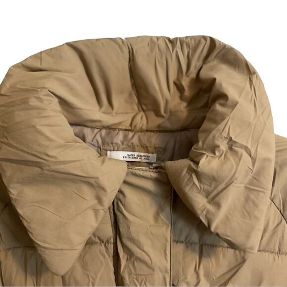 A New Day Tan Puffer Jacket Coat Women's SZ XS Mid Length Matte Warm Soft - Picture 5 of 10